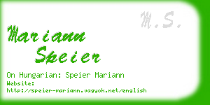 mariann speier business card